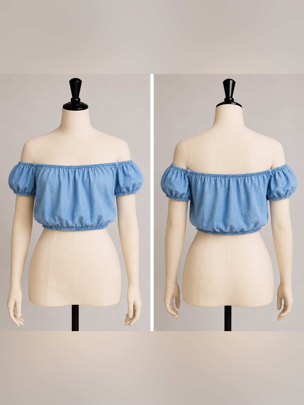 Bershka Denim Off-The-Shoulder Crop Top
Size M